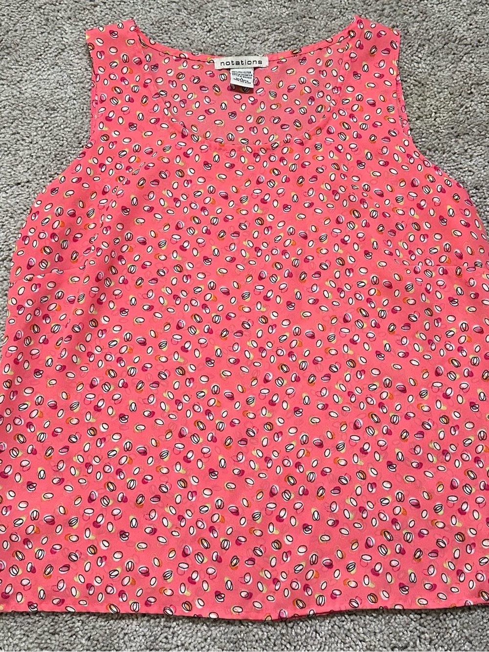 Notations Coral Pink Printed Sleeveless Camisole